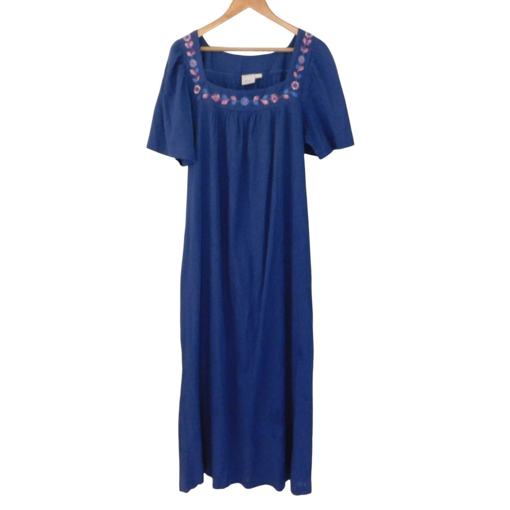 NEW Womens Dress Gauze Blue Long Patio Muumuu Kaftan Sz Small